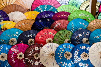 Colorful Umbrellas At Inle Lake, Myanmar