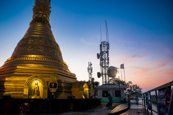 Pagoda On The Top Of The Mountain Zwegabin, Hpa-An, Myanmar