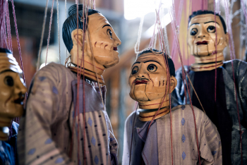 Puppets Hanging On Strings At Inle Lake, Myanmar