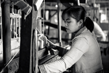 Woman Shows How to Produce Lotus Silk At Inle Lake, Myanmar