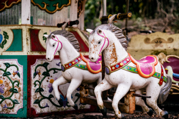 Merry-Go-Round With Horses In An Abandoned 