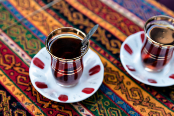 Two Small Glasses Of Black Tea In Istanbul