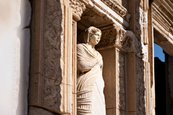 Statue In The Library Of Celsus In Ephesos
